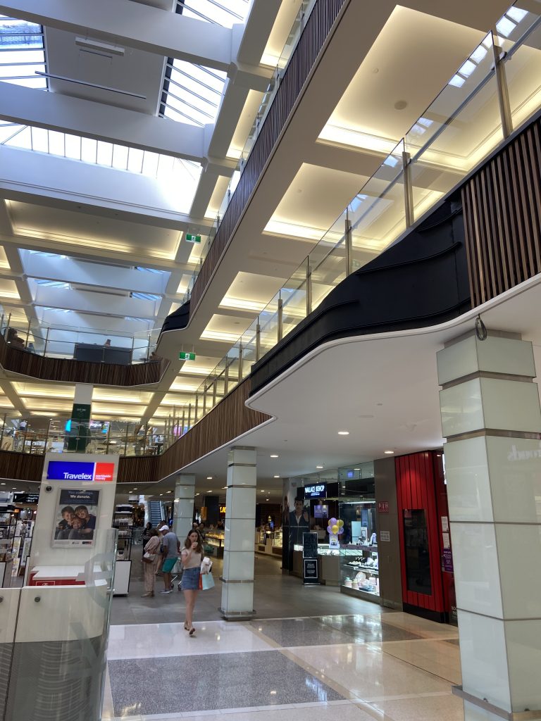 Curved plasterboard ceilings using MDF as a template for a shopping centre makeover