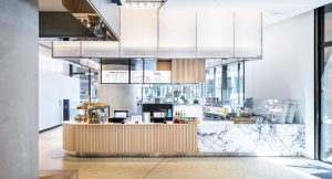 Warm and earthy aesthetic achieved in a retail space using plywood