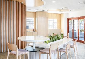 Warm and earthy aesthetic achieved in a retail space using plywood