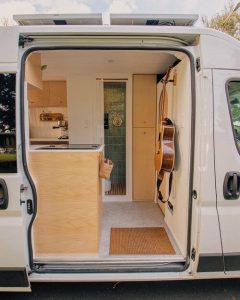 Van renovation with a plywood interior